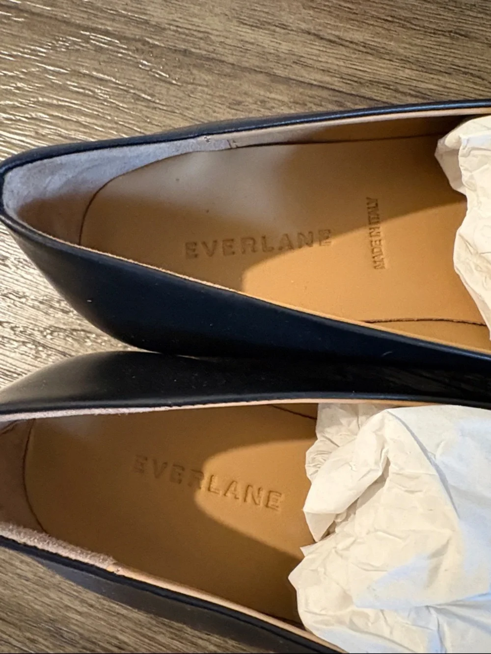 NIB [Everlane] Pointed Toe Italian Leather Black/White Flats Women’s 8.5 - Picture 13 of 15